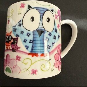 Colorful Whimsical Owl Mug Fine Bone China